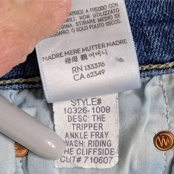 Mother Tripper Ankle Fray 32 Blue Crop Flare '70s Aesthetic High Rise Denim - Picture 11 of 12